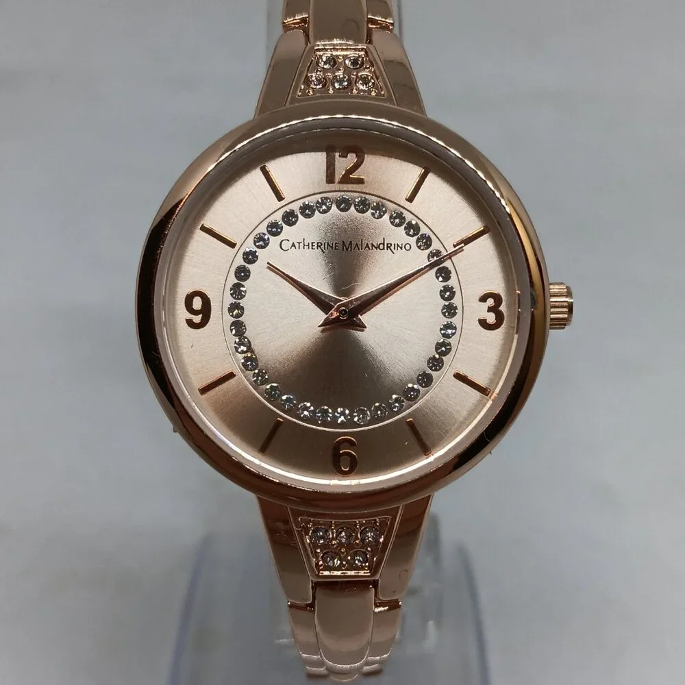 Catherine Malandrino CMO5178 Women's 34mm Rose Tone Watch + Jewelry Sample Set